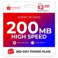 $2.50/mo Red Pocket Prepaid Plan: 200 Talk 1000 Text 200mb