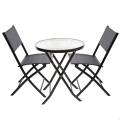 aktive conjunto de terraza garden mesa+2 sillas plegables negro
