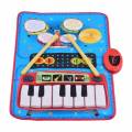 ammoon ammoon 70 * 45cm alfombrilla musical electrónica kit de piano y batería 2 en 1 alfombrilla de reproducción musical juguetes educativos musicales para niños niños