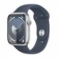 apple reloj smartwatch watch series 9 gps 45mm silver aluminium case con storm blue sport band (m/l)