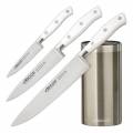 arcos riviera blanc - set de 3 cuchillos profesionales forjados y taco en acero inoxidable