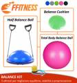 Balance Kit Cuscino + Fit Ball + Half Ball Fitness Pilates Palla Equilibrio Yoga