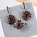 bolaijewelry sunflower design natural garnet jewelry sets kits 925 sterling silver clasp earrings ring 13.61ct gemstone for women regalo de cumpleaÃ±os donna