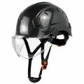 caike67142 protecciÃ³n ocular y casco de seguridad de color de fibra de carbono antigolpes con gafas, casco de seguridad para obra