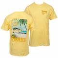 Camiseta Pacifico Clara Escena De Playa Estampado Frontal Y Trasera Amarilla