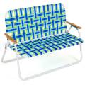costway costway banco de jardín plegable para 2 plazas silla de camping con marco de metal carga 300kg para playa piscina patio 117,5 x 66 x 85,5 cm azul