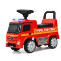 costway costway coche de bomberos para niños mercedes benz con espacio escondido volante coche montable con pies al suelo rojo