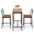 costway costway juego de mesa y sillas de bar de estilo industrial moderno para comedor marrón rústico 90 x 45 x 88,5 cm