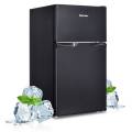 costway costway refrigerador compacto 95 l doble puerta nevera congelador compartimento frigorífico eficiencia energética a negro