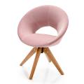 costway costway silla giratoria sillón moderno de tejido asiento de esponja respaldo redondo silla de terciopelo para tocador salón oficina comedor rosa