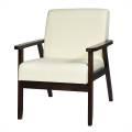 costway costway sofá individual sillón de madera tapizado en tela silla ergonómica con cojín para salón oficina balcón 64 cm x 70 cm x 79 cm beige