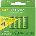 gp batteries gp recyko pack de 4 pilas recargables 650mah aaa 1.2v - precargadas - fabricadas con mas del 10% de materiales reciclados