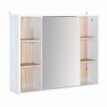 homcom armario espejo con espacio interno con estantes ajustables armario de baÃ±o montado en la pared 60x14,5x49,4 cm blanco y roble aosom