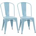 homcom conjunto de 2 sillas de comedor metÃ¡licas juego de sillas modernas con respaldo 45x51,5x85 cm azul