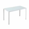 homcom mesa de comedor de cristal mesa rectangular para 4-6 personas con patas de metal multifuncional para cocina salÃ³n 120x60x75 cm blanco aosom es