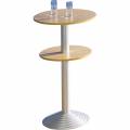 kaiserkraft.es mesa de bar con pata de hierro fundido, 2 tableros, distancia 30 cm, decoraciÃ³n de haya, columna en color aluminio