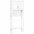 kleankin mueble sobre inodoro armario alto para lavadora con 2 puertas balda ajustable y 1 estante 71x20,5x165 cm blanco