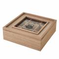 lola home caja infusiones de madera natural y cristal con 9 compartimentos de 24x24x8 cm
