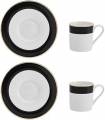mikasa mikasa luxe deco juego de taza y platillo de espresso en porcelana, 2x tazas de espresso y platillos con diseño de rayas, 100ml tazas de café - caja de regalo y apto para lavavajillas