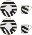 mikasa mikasa luxe deco juego de taza y platillo de espresso en porcelana, 2x tazas de espresso y platillos con impresión geométrica, tazas de café de 100ml - en caja de regalo y apto para lavavajillas