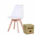 orion91 pack x 4 sillas blanco asiento acolchado en piel sintÃ©tica patas en madera color haya - spazioluzio