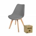 orion91 pack x 4 sillas gris asiento acolchado en piel sintÃ©tica patas en madera color haya - spazioluzio