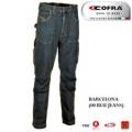 Pantaloni Jeans Da Lavoro Elasticizzati Cofra Barcelona Multitasche In Denim