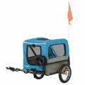 pawhut remolque de bicicleta para perros 2 en 1 carrito para perros de acero con cinturÃ³n de seguridad mango de empuje extraÃ­ble bandera y reflectores
