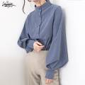 surwenyue 2023 moda mujer blusa camisa linterna manga larga mujeres camisas sÃ³lido cuello oficina tops ropa blusas 6462 donna