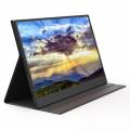 tomtop 15.6inch portable fhd 1080p laptop monitor ips screen gaming external monitor plug&play with pu leather cover