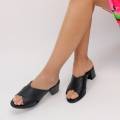 ulku yaman collection women's heeled slipper sandals genuine leather black blue brown 2023
