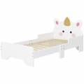 zonekiz cama infantil de madera 143x74x67 cm en forma de unicornio mueble de dormitorio moderno carga 80 kg blanco