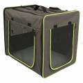 zooplus exclusive caseta plegable first class basic - s: 38 x 53,5 x 46 cm (an x p x al) - gris amarronado y verde neÃ³n